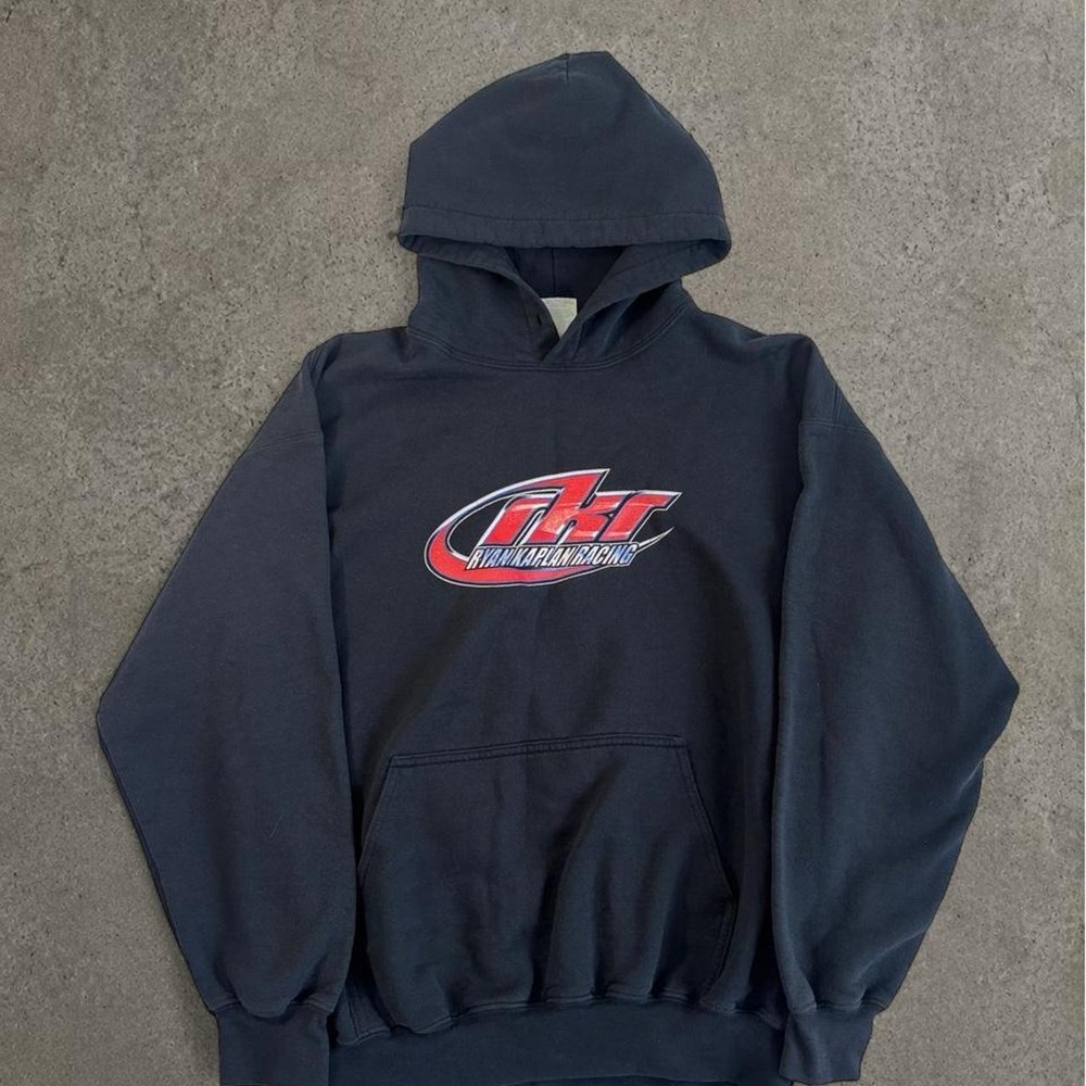 Ryan Kaplan Racing NASCAR Pullover Hoodie Black Y2K Mens L